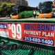 A sign advertises a bail bond company on August 29, 2018 in Los Angeles, California.
